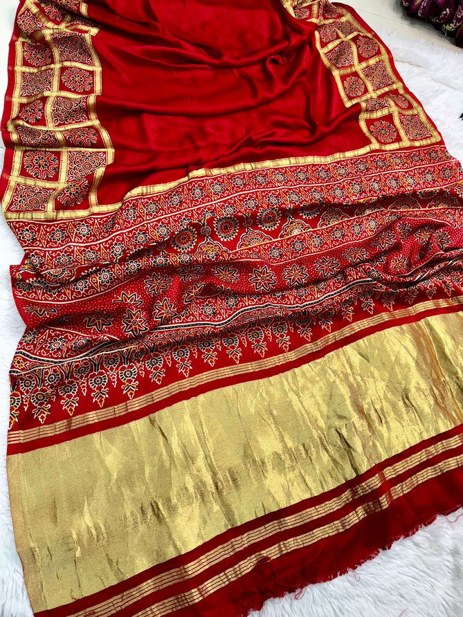 Wow Antic Bandhej Designer Ajrakh Pallu Gajji Silk Sarees Wholesale Shop In Surat
